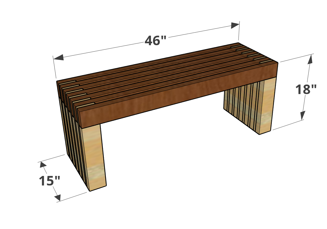 Simple Bench Dimensions Simple Slatted Bench - Digital Download – Backyard Bob Woodworks